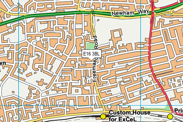 E16 3BL map - OS VectorMap District (Ordnance Survey)