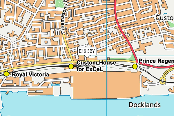 E16 3BY map - OS VectorMap District (Ordnance Survey)