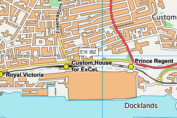 E16 3BZ map - OS VectorMap District (Ordnance Survey)