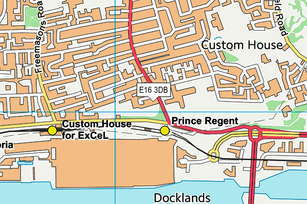 E16 3DB map - OS VectorMap District (Ordnance Survey)