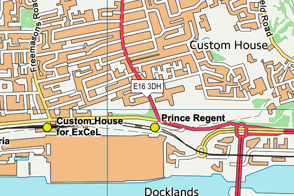 E16 3DH map - OS VectorMap District (Ordnance Survey)