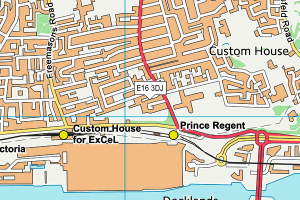 E16 3DJ map - OS VectorMap District (Ordnance Survey)