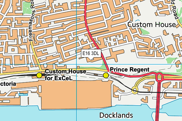 E16 3DL map - OS VectorMap District (Ordnance Survey)