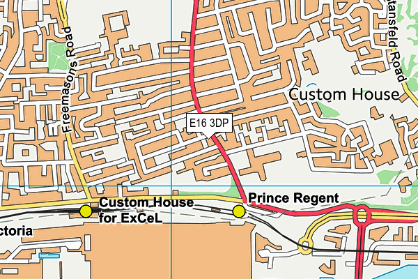 E16 3DP map - OS VectorMap District (Ordnance Survey)