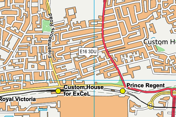 E16 3DU map - OS VectorMap District (Ordnance Survey)