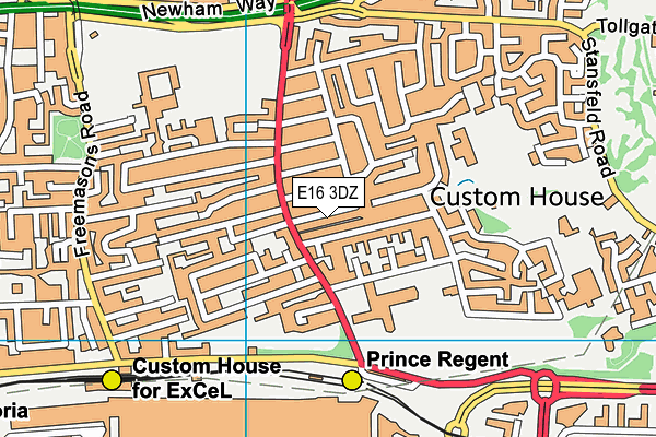 E16 3DZ map - OS VectorMap District (Ordnance Survey)