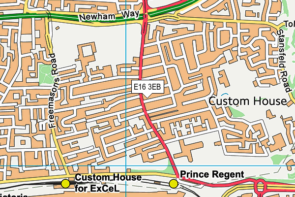 E16 3EB map - OS VectorMap District (Ordnance Survey)