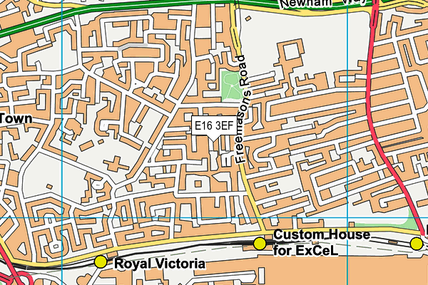 E16 3EF map - OS VectorMap District (Ordnance Survey)