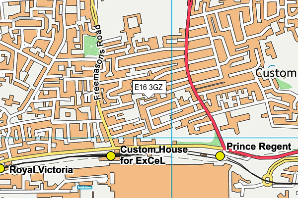 E16 3GZ map - OS VectorMap District (Ordnance Survey)