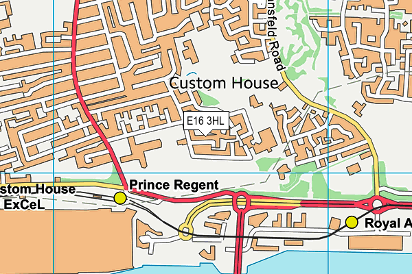 E16 3HL map - OS VectorMap District (Ordnance Survey)