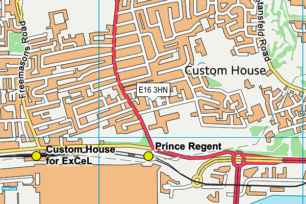 E16 3HN map - OS VectorMap District (Ordnance Survey)