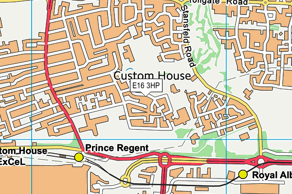 E16 3HP map - OS VectorMap District (Ordnance Survey)