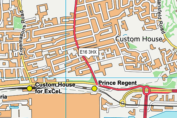 E16 3HX map - OS VectorMap District (Ordnance Survey)