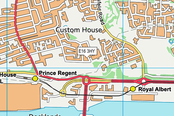 E16 3HY map - OS VectorMap District (Ordnance Survey)