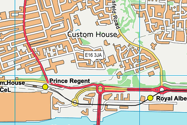 E16 3JA map - OS VectorMap District (Ordnance Survey)