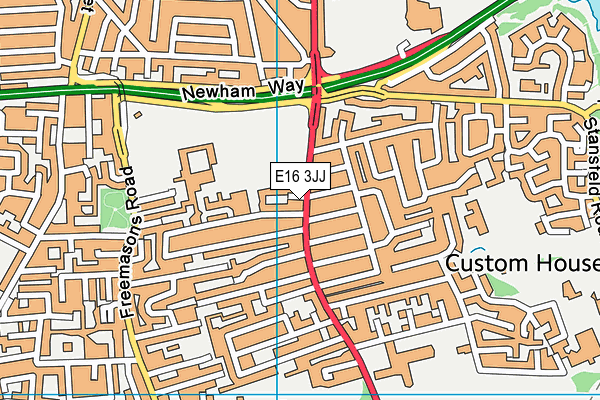 E16 3JJ map - OS VectorMap District (Ordnance Survey)