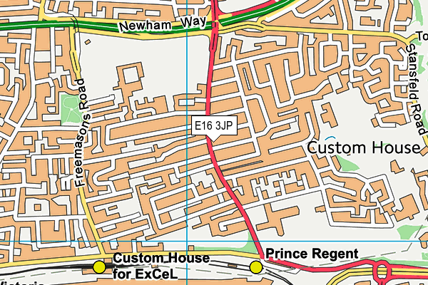 E16 3JP map - OS VectorMap District (Ordnance Survey)