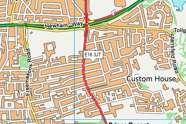 E16 3JT map - OS VectorMap District (Ordnance Survey)