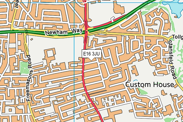 E16 3JU map - OS VectorMap District (Ordnance Survey)