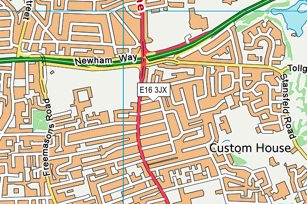 E16 3JX map - OS VectorMap District (Ordnance Survey)