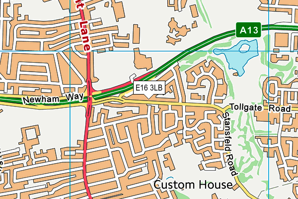 E16 3LB map - OS VectorMap District (Ordnance Survey)