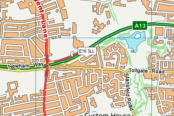 E16 3LL map - OS VectorMap District (Ordnance Survey)