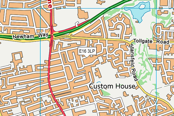 E16 3LP map - OS VectorMap District (Ordnance Survey)