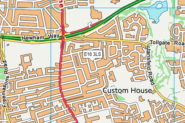 E16 3LS map - OS VectorMap District (Ordnance Survey)