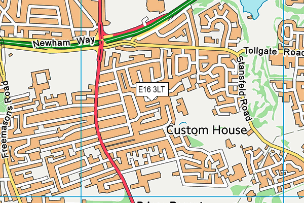 E16 3LT map - OS VectorMap District (Ordnance Survey)