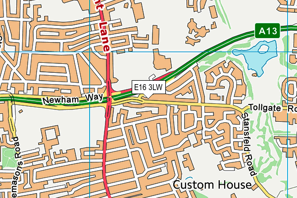 E16 3LW map - OS VectorMap District (Ordnance Survey)