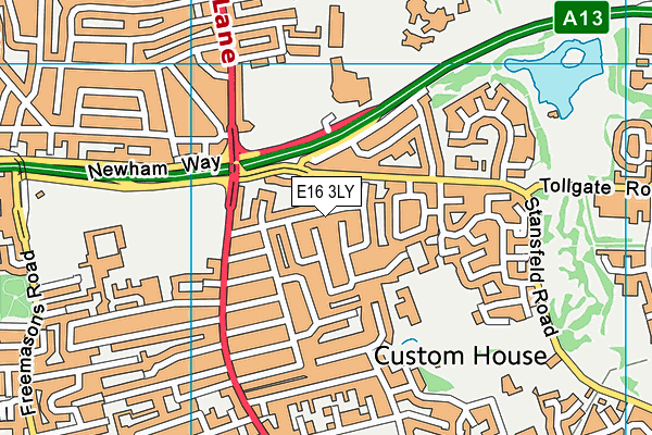 E16 3LY map - OS VectorMap District (Ordnance Survey)