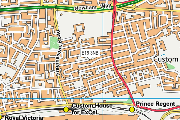 E16 3NB map - OS VectorMap District (Ordnance Survey)