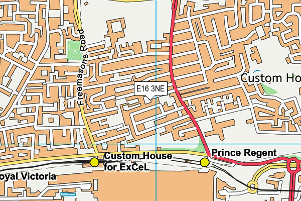 E16 3NE map - OS VectorMap District (Ordnance Survey)