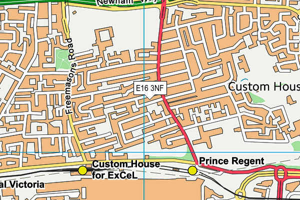 E16 3NF map - OS VectorMap District (Ordnance Survey)