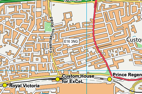 E16 3NG map - OS VectorMap District (Ordnance Survey)