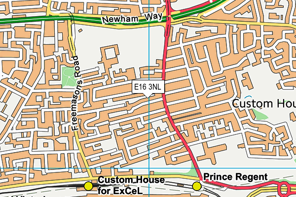 E16 3NL map - OS VectorMap District (Ordnance Survey)
