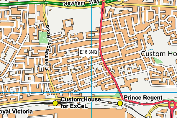 E16 3NQ map - OS VectorMap District (Ordnance Survey)