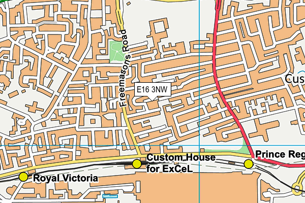 E16 3NW map - OS VectorMap District (Ordnance Survey)