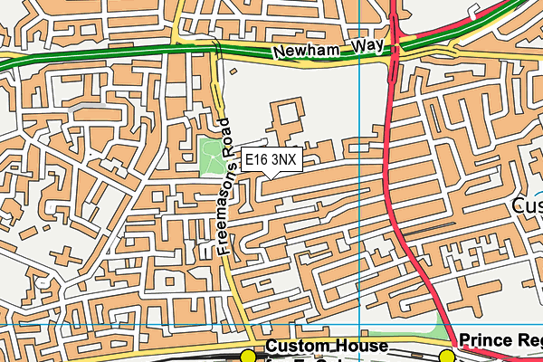 E16 3NX map - OS VectorMap District (Ordnance Survey)