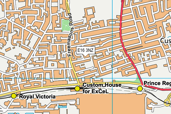 E16 3NZ map - OS VectorMap District (Ordnance Survey)