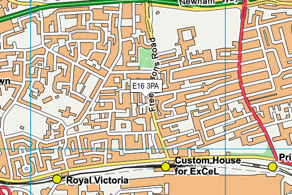 E16 3PA map - OS VectorMap District (Ordnance Survey)