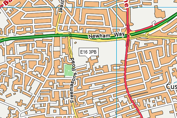 E16 3PB map - OS VectorMap District (Ordnance Survey)