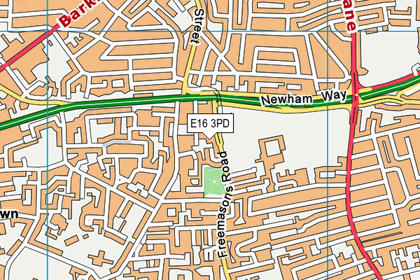 E16 3PD map - OS VectorMap District (Ordnance Survey)