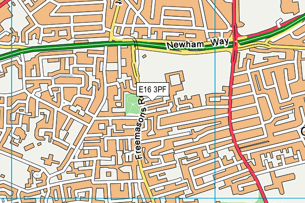 E16 3PF map - OS VectorMap District (Ordnance Survey)