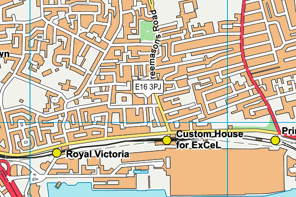 E16 3PJ map - OS VectorMap District (Ordnance Survey)