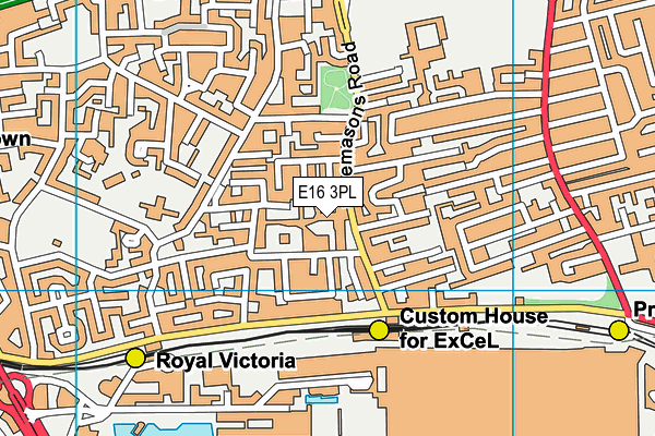 E16 3PL map - OS VectorMap District (Ordnance Survey)