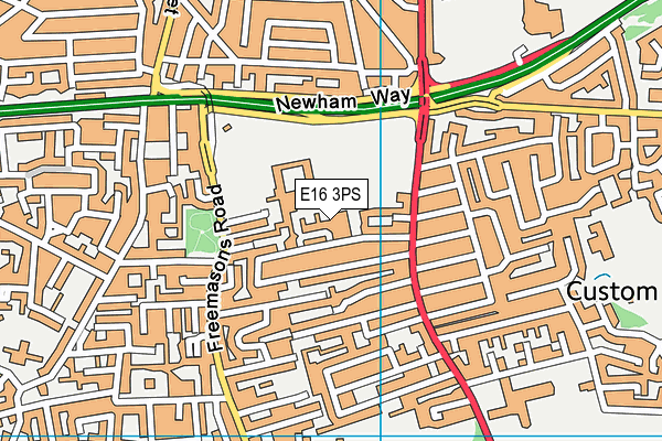 E16 3PS map - OS VectorMap District (Ordnance Survey)