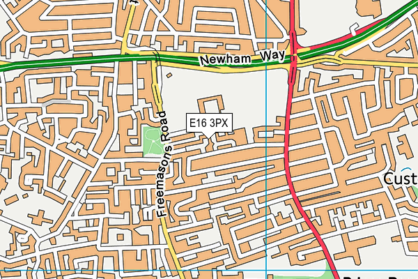 E16 3PX map - OS VectorMap District (Ordnance Survey)