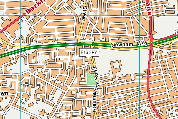 E16 3PY map - OS VectorMap District (Ordnance Survey)