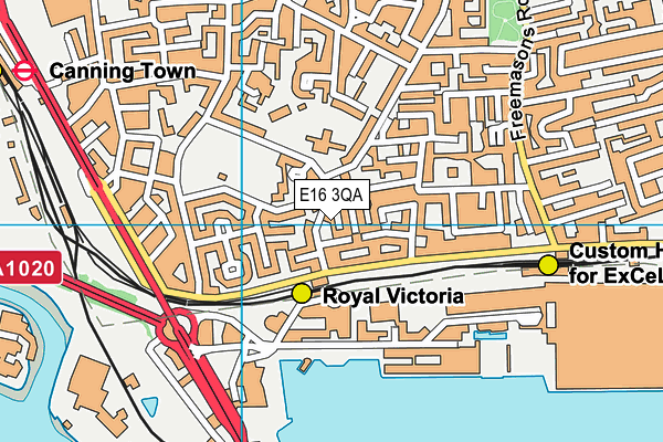 E16 3QA map - OS VectorMap District (Ordnance Survey)